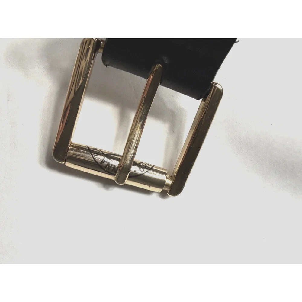 Vintage y2k DKNY Single Grommet Belt Womens 2X XXL Black Silver Faux Leather